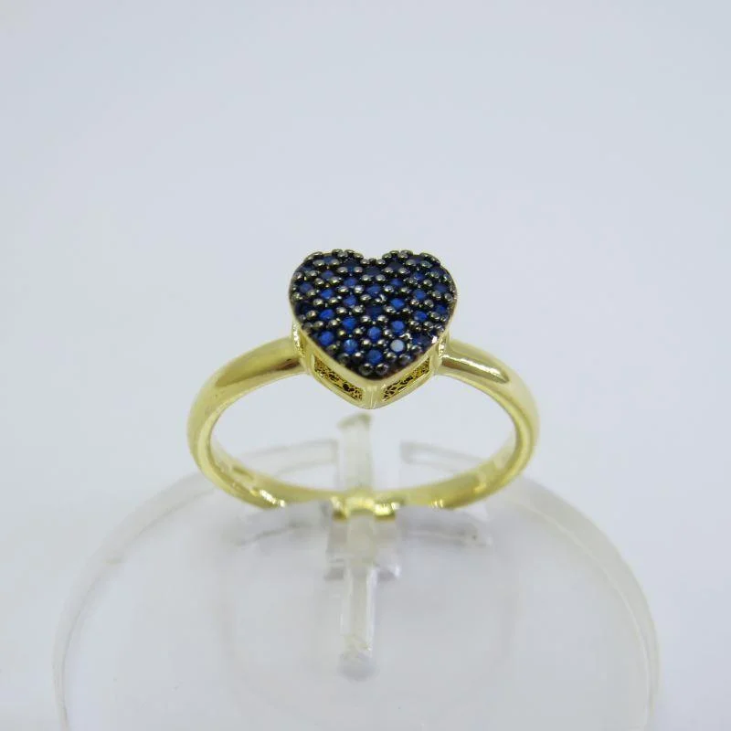 ANEL CORACAO C/ ZIRCONIA CRISTAL FOLH. OURO TAM.12