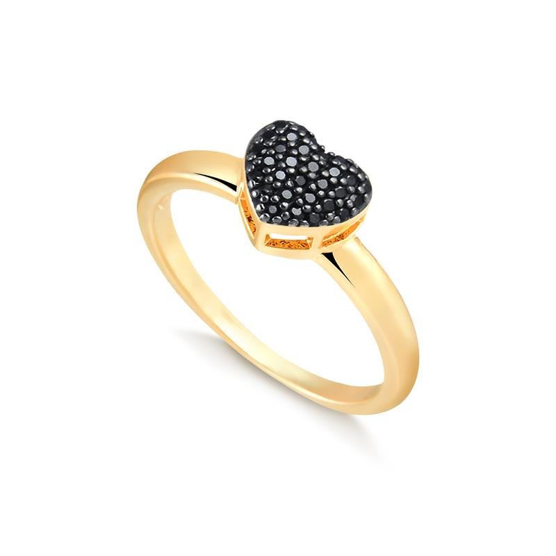 ANEL CORACAO C/ ZIRCONIA CRISTAL FOLH. OURO TAM.12