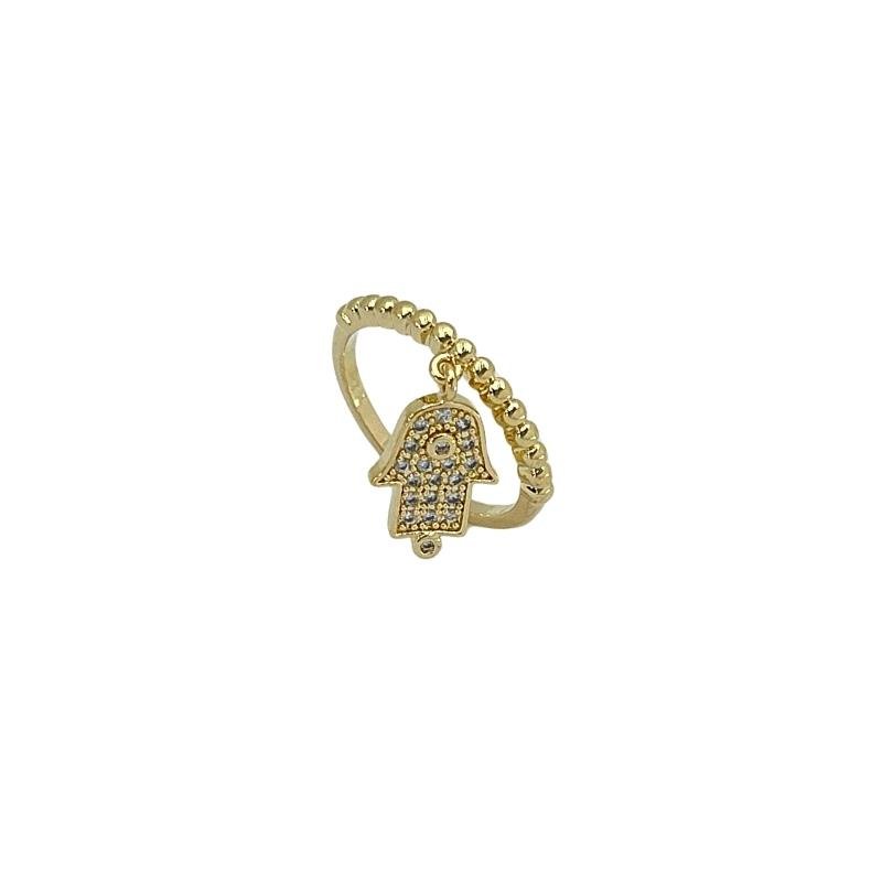 ANEL MAO DE FATIMA 10 MM COM ZIRCONIA