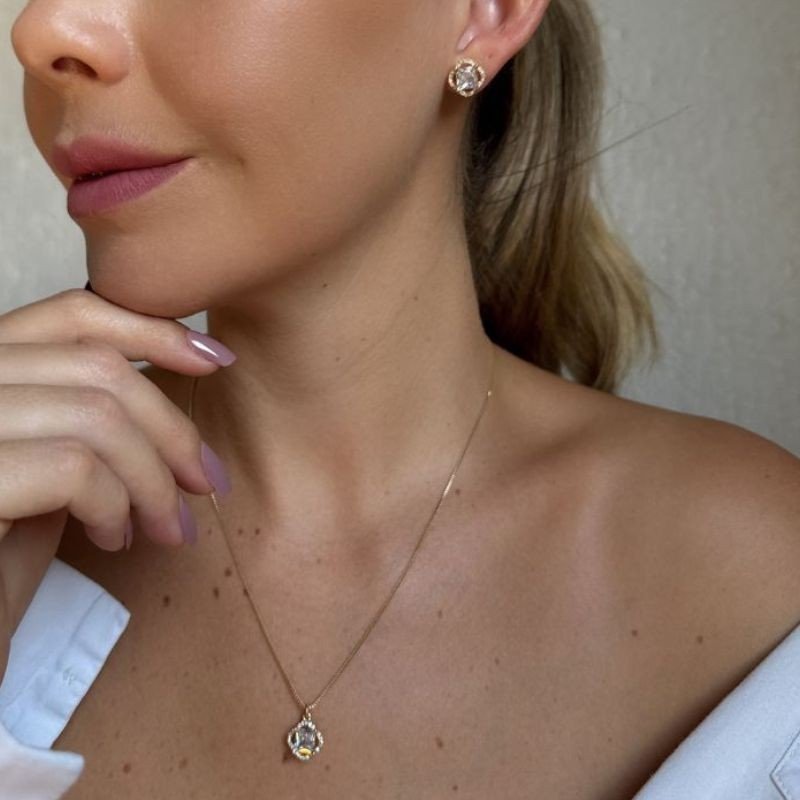 CONJUNTO COM ZIRCÔNIA CENTRAL