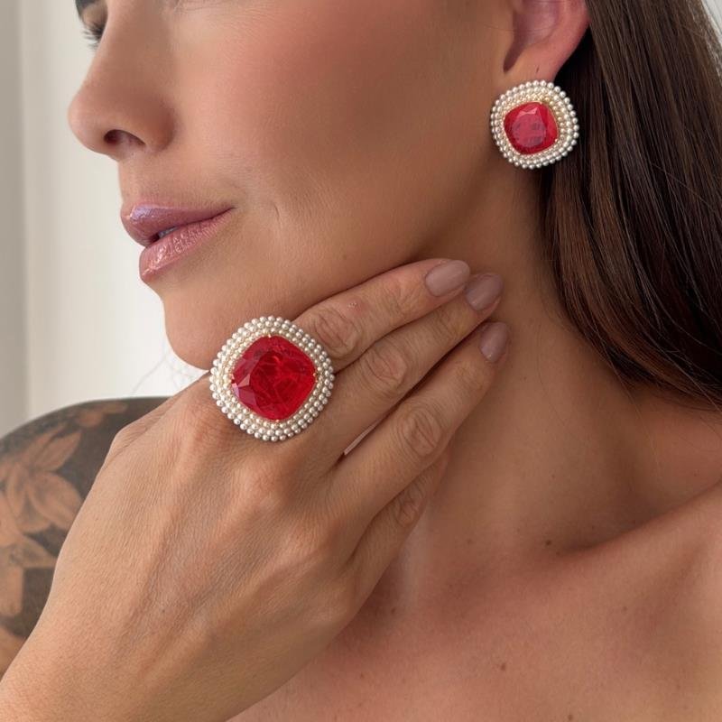 CONJUNTO DE ZIRCONIA COM PEROLA