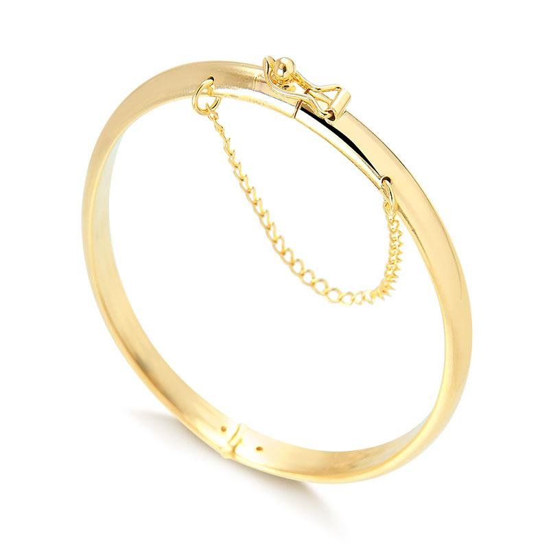 BRACELETE OVAL GROSSO FOLHEADO A OURO COM FECHO DE SEGURANÇA 6,5CM