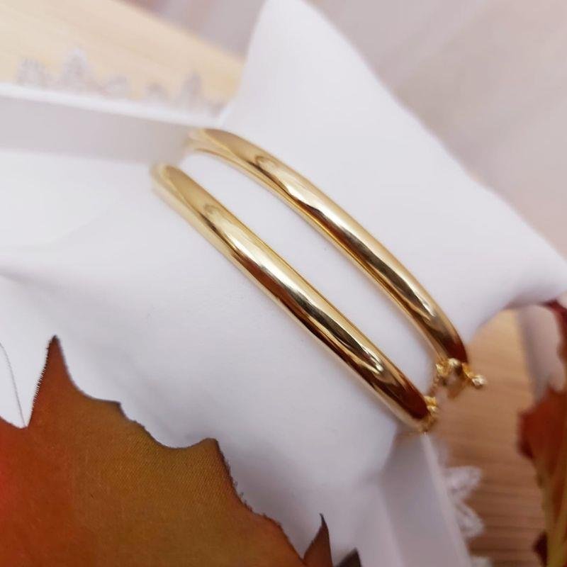 BRACELETE REDONDO GROSSO FOLHEADO A OURO COM FECHO DE SEGURANÇA 6,5CM