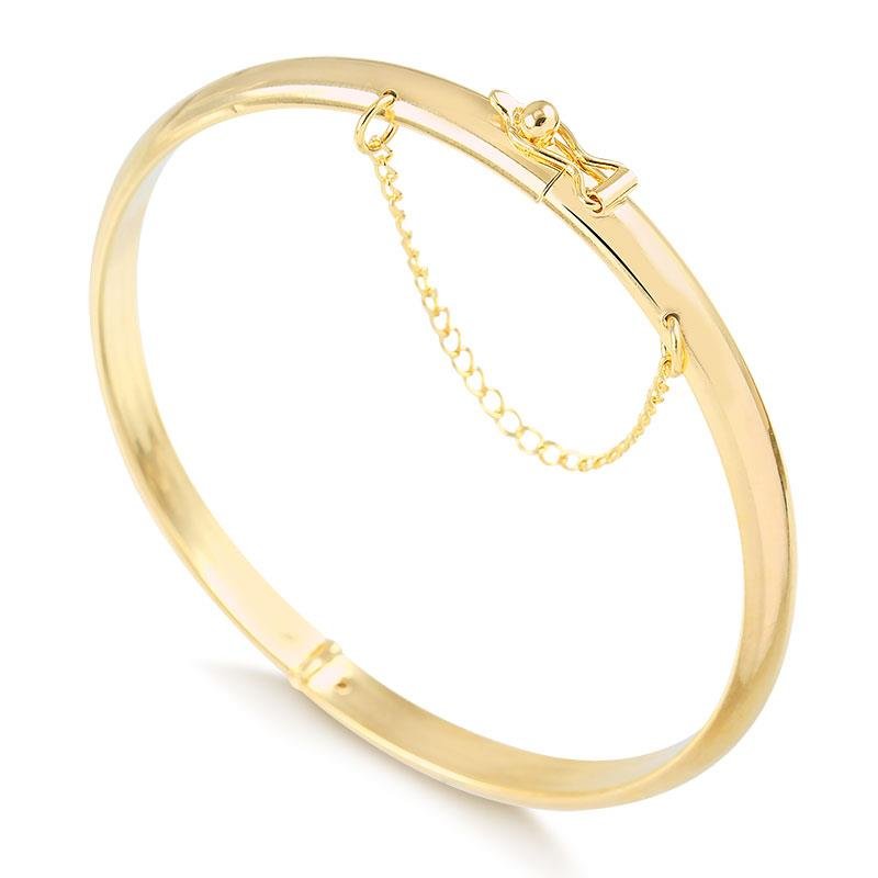 BRACELETE REDONDO GROSSO FOLHEADO A OURO COM FECHO DE SEGURANÇA 6,5CM
