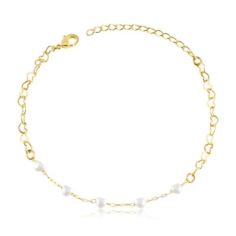 PULSEIRA FOLHEADA A OURO COM PÉROLAS DELICADAS.