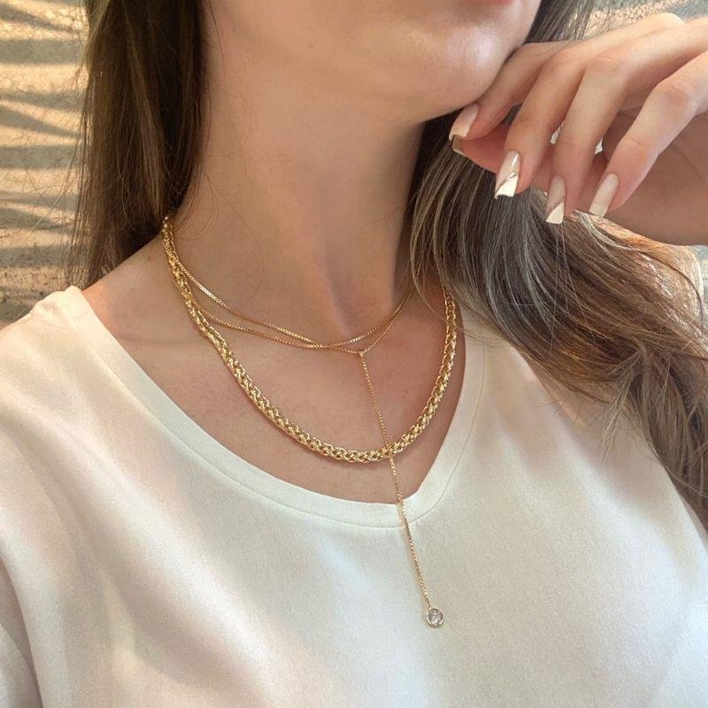 CORRENTE ELO PIPOCA GROSSA 45CM COM FECHO BOIA
