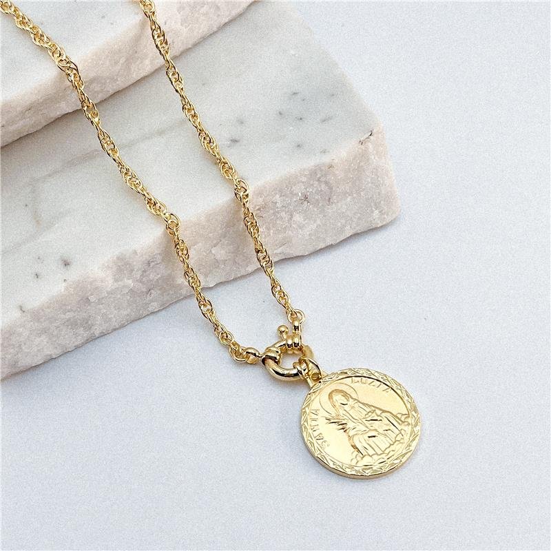 GARGANTILHA SANTA LUZIA FOLHEADA A OURO