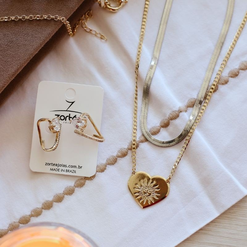 GARGANTILHA CORACAO COM SOL