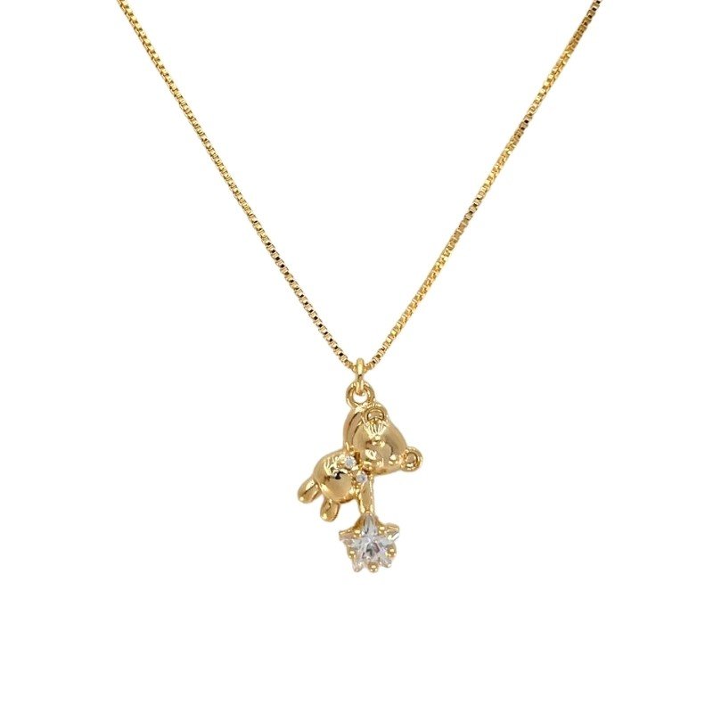 GARGANTILHA URSO COM ZIRCONIA INFANTIL 14MM
