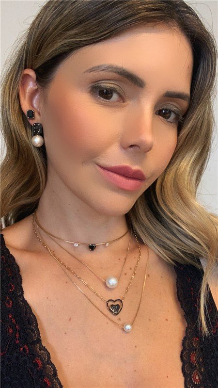 GARGANTILHA ARO FIO LISO C/ CORACAO DE ZIRCONIA CRISTAL