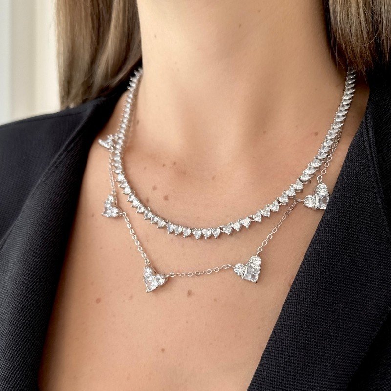 GARGANTILHA RIVEIRA TRES PONTAS CORACAO 4 MM