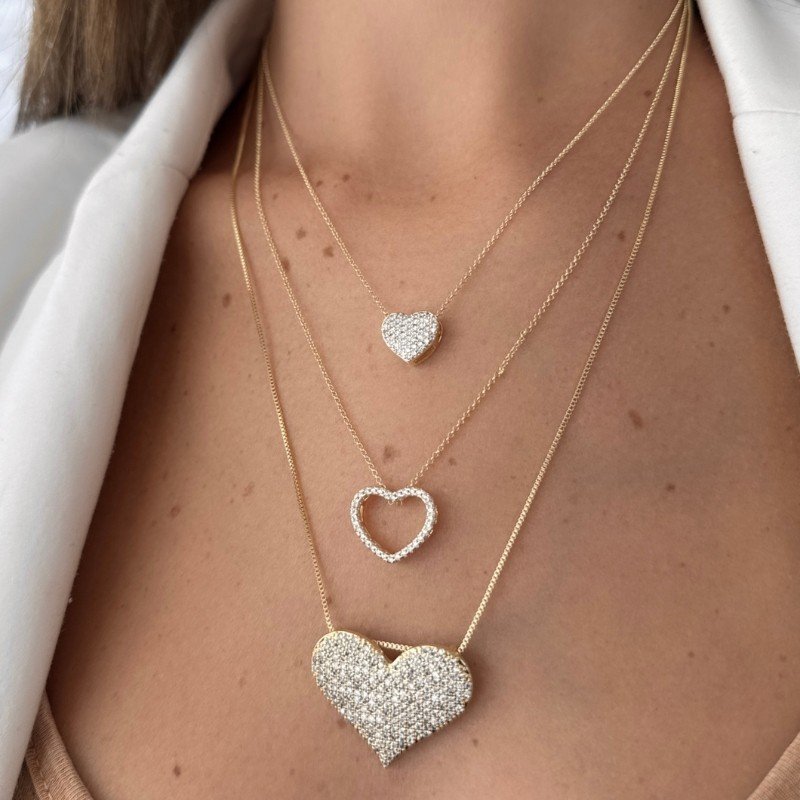 GARGANTILHA CORAÇAO COM ZIRCONIA 30MM