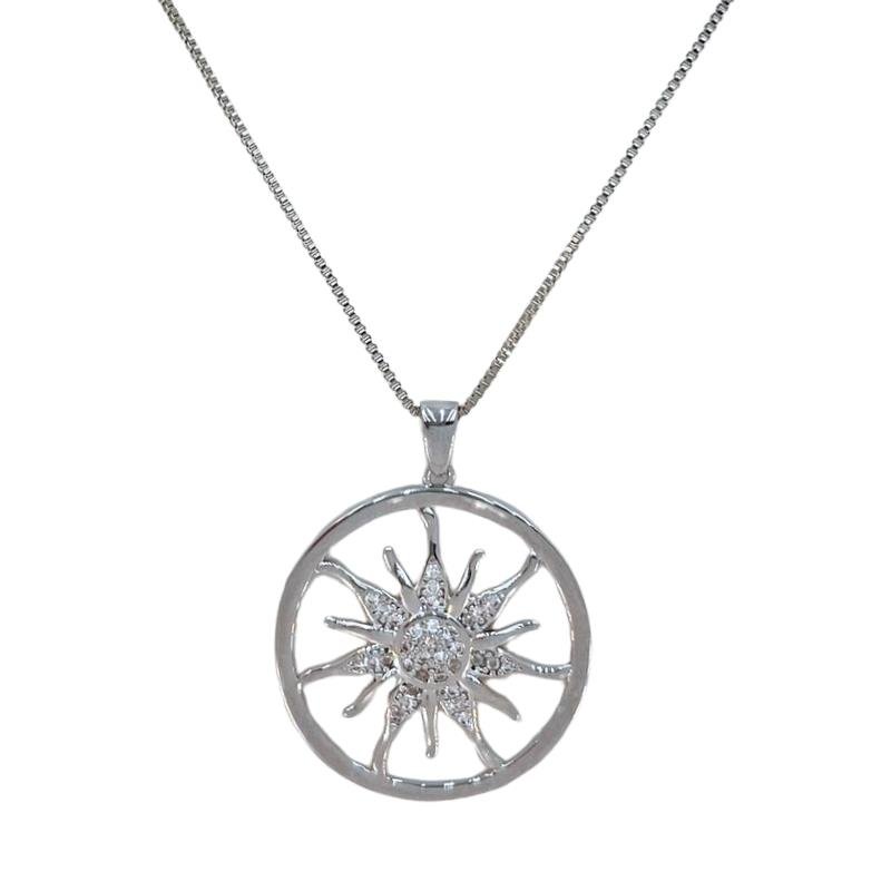 GARGANTILHA PINGENTE 25 MM SOL COM MADRE PEROLA