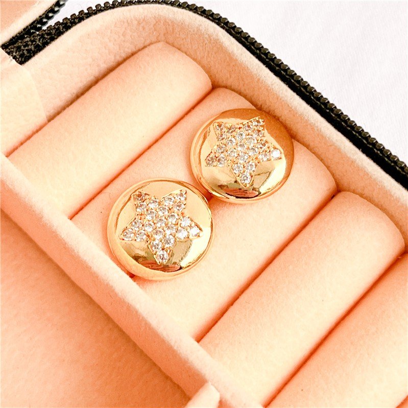 BRINCOS REDONDO COM ESTRELA 14MM