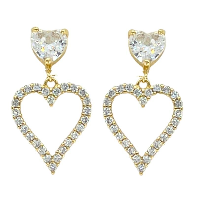 BRINCOS CORAÇAO COM ZIRCONIA