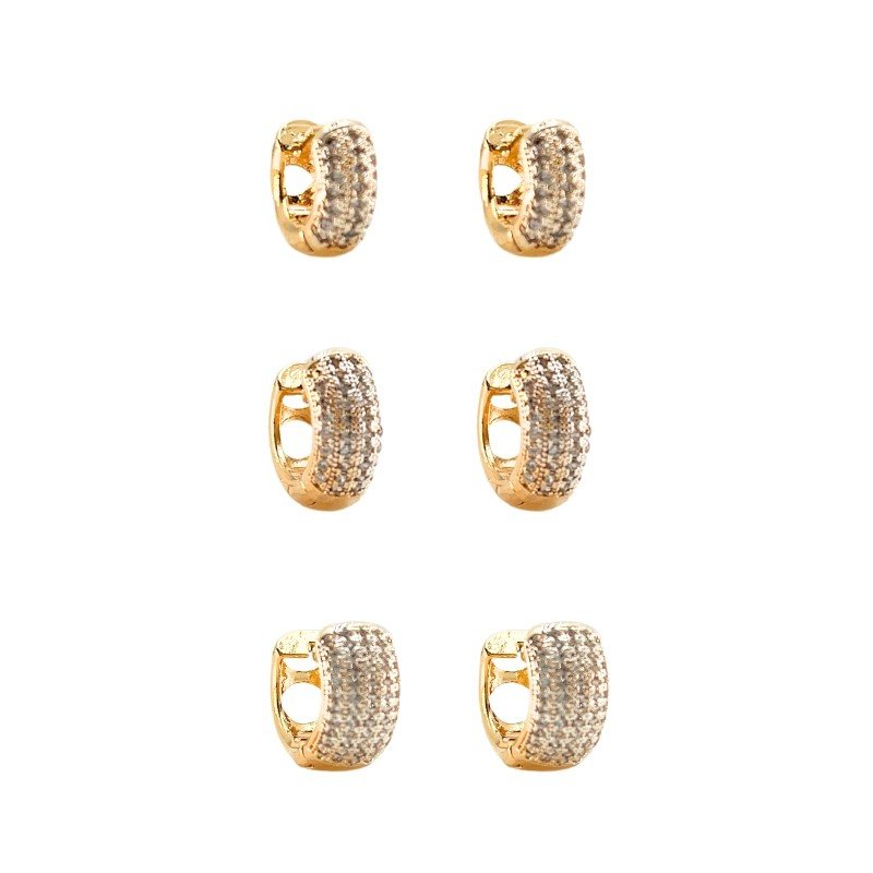 BRINCO TRIO DE CLICK C/ ZIRCONIA 10/12/14MM