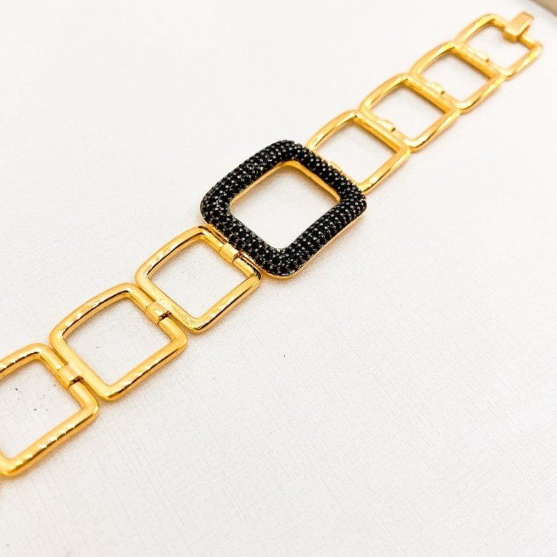PULSEIRA DE ZIRCONIA EDICAO LIMITADA FOLH. OURO