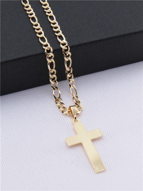 GARGANTILHA MASCULINA COM CRUZ LISA E CORRENTE GROSSA