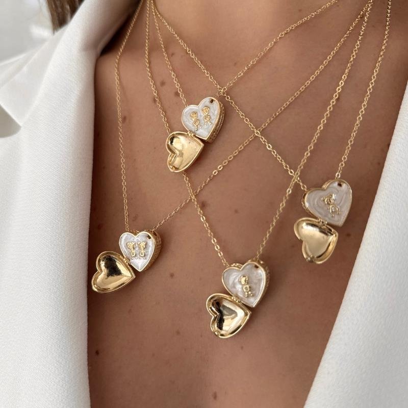 GARGANTILHA EDICAO LIMITADA CORACAO RELICARIO C/ IMAGEM FILHO